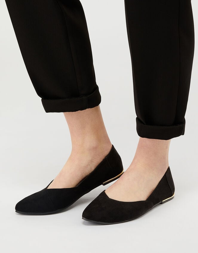 Pointed Ballerina Flats, Black (BLACK), large