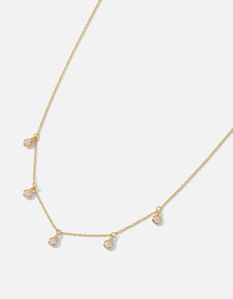 Gold Vermeil Zircon Stationed Necklace, , large