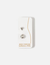 Stainless Steel Simple Crystal Belly Bar, , large