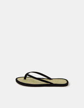 Plain Seagrass Flip Flops, Black (BLACK), large