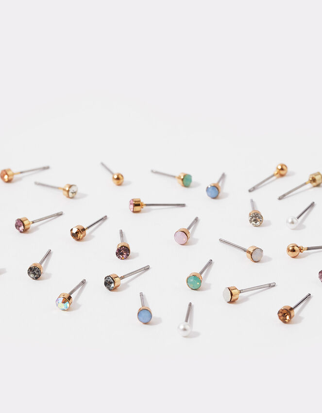 Multi Stone Stud Earrings 15 Pack, Multi (PASTEL-MULTI), large