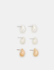 3-Pack Mini Chunky Teardrop Earrings, , large