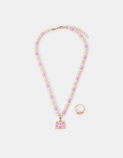 Girls Princess Charm Necklace and Ring Set, , large