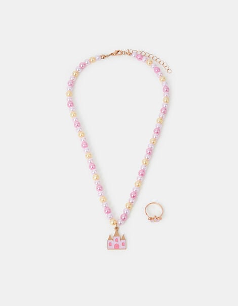 Girls Princess Charm Necklace and Ring Set, , large