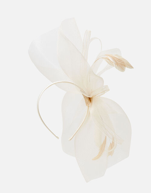 Rhea Oversized Bow Fascinator Headband Natural The Party Edit