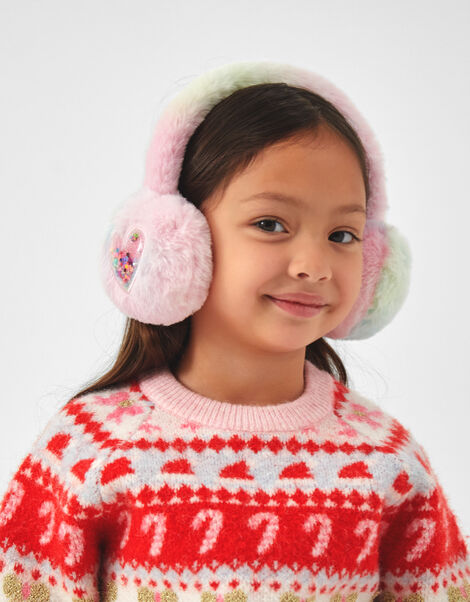 Girls Confetti Fluffy Earmuffs, , large
