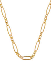 Gold-Plated Fancy Link Chain Necklace, , large