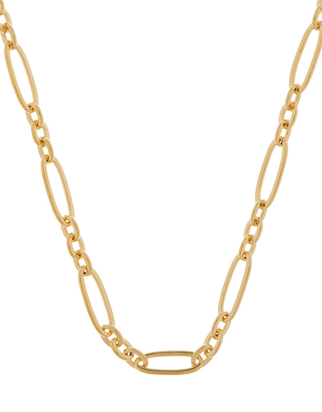 Gold-Plated Fancy Link Chain Necklace, , large