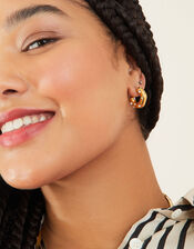 Stainless Steel Crystal Embedded Molten Hoops, , large
