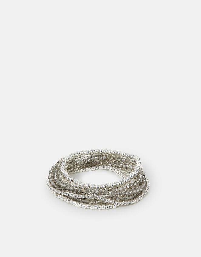 9-Pack Mix Stretch Bracelets Silver, , large