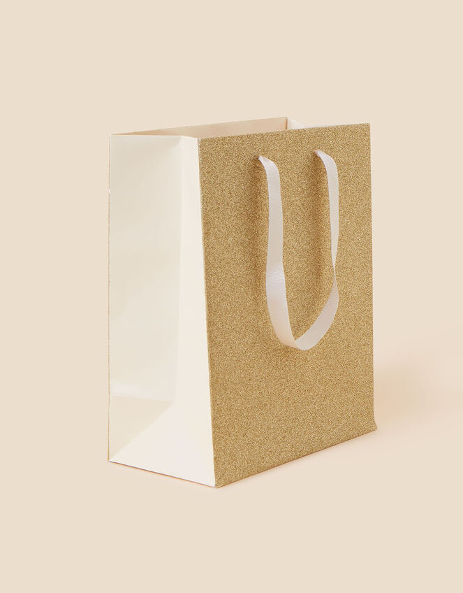 Medium Glitter Gift Bag, Gold (GOLD), large