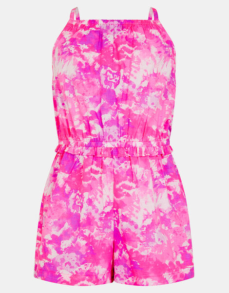 Girls Tie Dye Strappy Playsuit, Multi (BRIGHTS MULTI), large