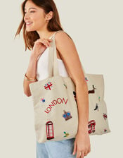 London Embroidered Shopper Bag, , large