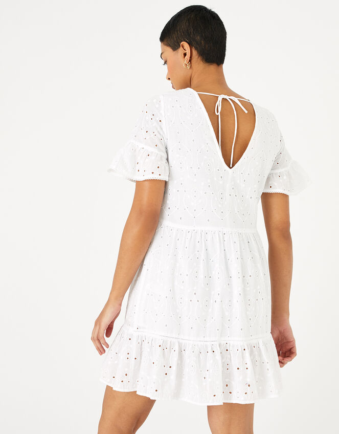 Schiffly Mini Dress, White (WHITE), large