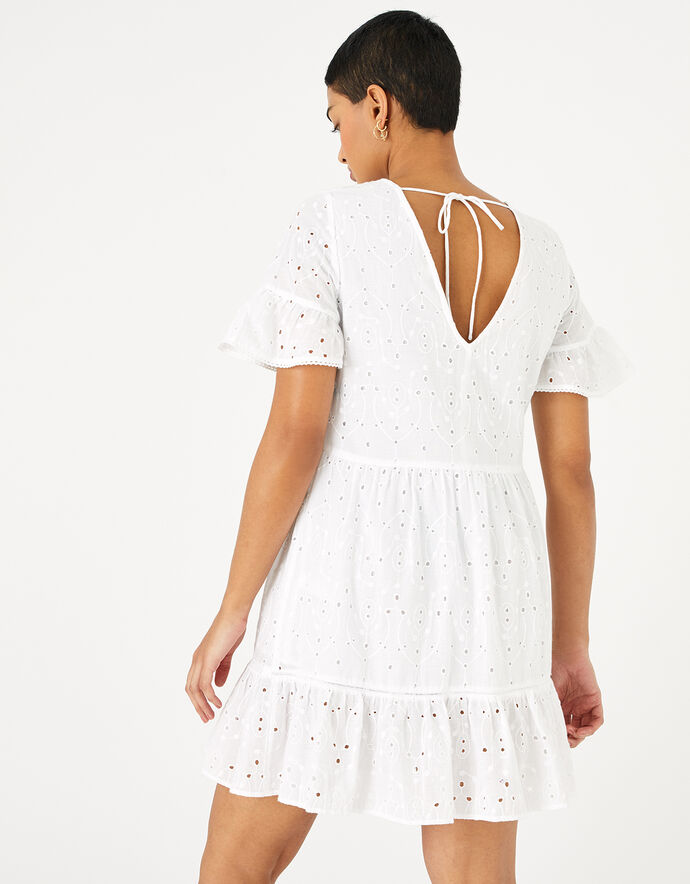 Egg Shell White Fringe Mini Dress – Fitted Resort Wear