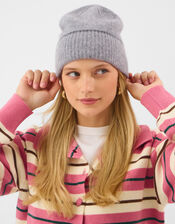 Wool & Cashmere Blend Beanie Hat, Grey (GREY), large