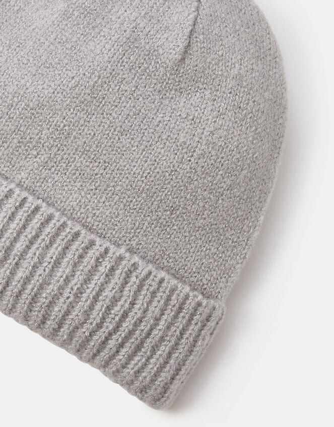 Plain Beanie Hat, Grey (LIGHT GREY), large