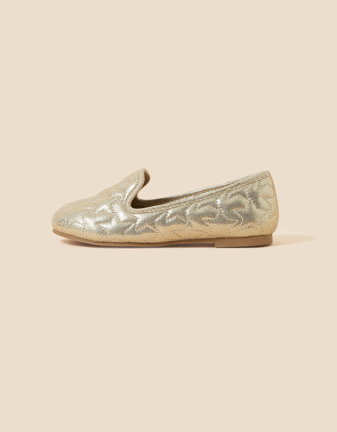 Girls Quilted Slipper Shoes, Gold (GOLD), large