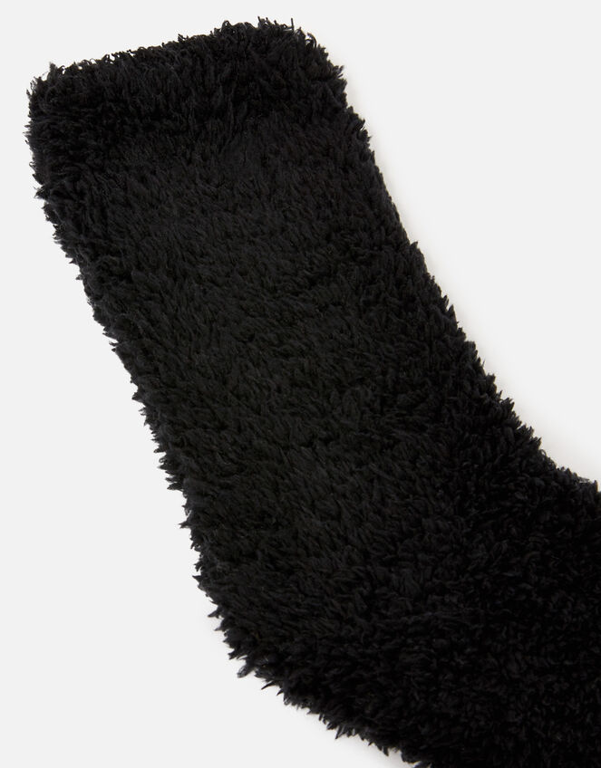 Fluffy Borg Cosy Ankle Socks , Black (BLACK), large