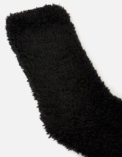 Fluffy Borg Cosy Ankle Socks , Black (BLACK), large