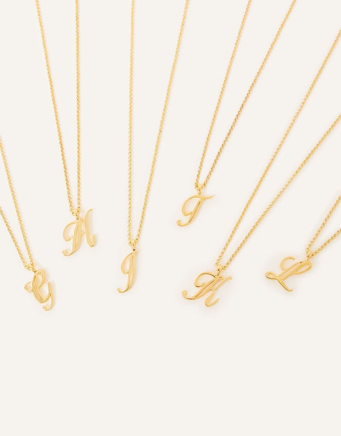 14ct Gold-Plated Script Initial Pendant Necklace, Gold (GOLD), large