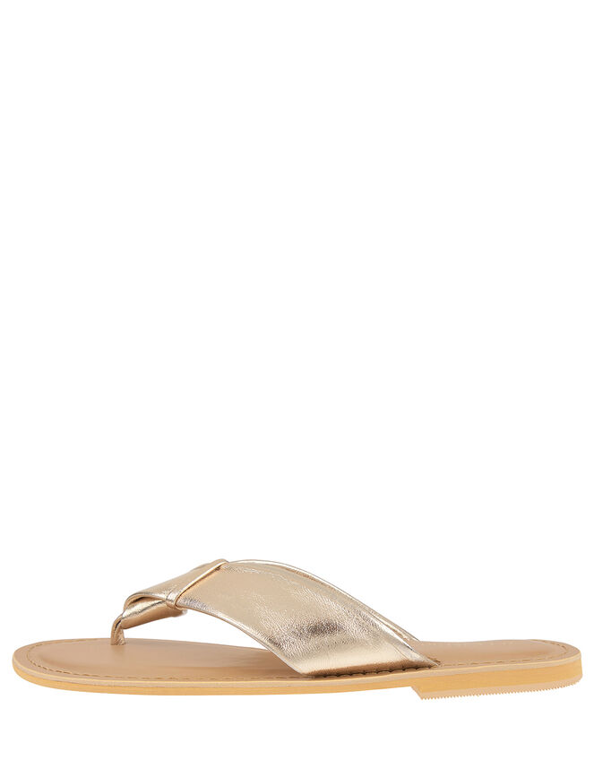 Knotted Thong Sandals, Gold (GOLD), large
