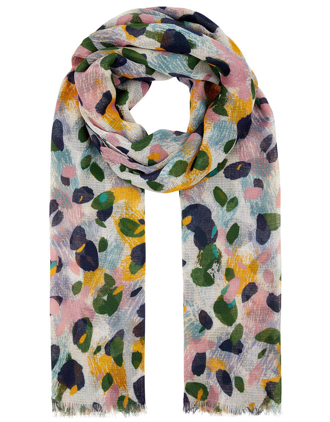 Abstract Water Lily Print Scarf, , large
