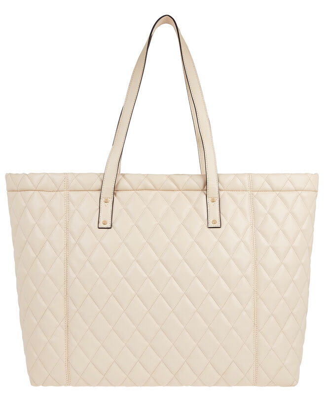 Quilted Faux Leather Tote Bag, , large