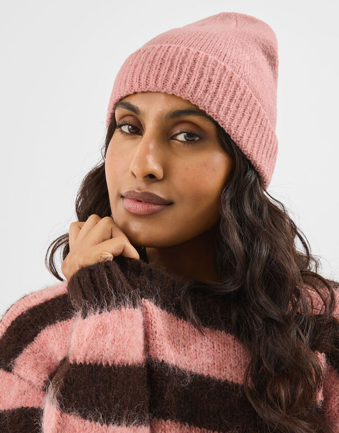 Plain Beanie Hat, Pink (PALE PINK), large