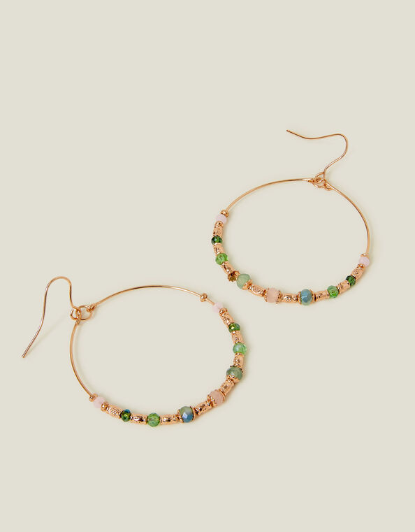 Small Beaded Hoop Earrings, , large