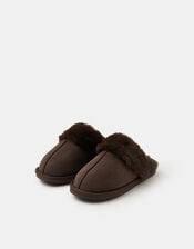 Faux Suede Mule Slippers, Brown (CHOCOLATE), large