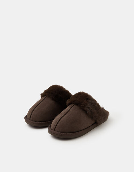 Faux Suede Mule Slippers, Brown (CHOCOLATE), large
