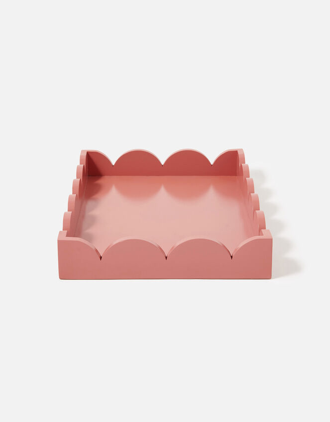 Wood Scallop Tray , Orange (CORAL), large