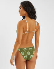 Palm Tie Front Triangle Bikini Top, Green (KHAKI), large