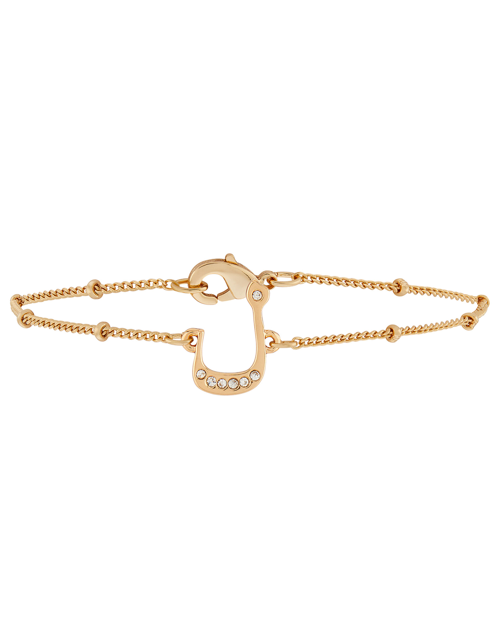 Gold-Plated Arabic Initial Bracelet - L, , large