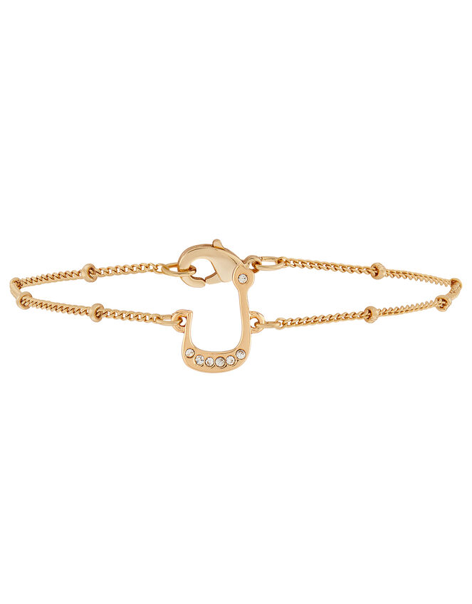 Gold-Plated Arabic Initial Bracelet - L, , large