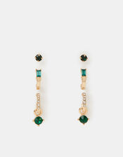 3-Pack Sparkle Hoop Stud Earrings, , large
