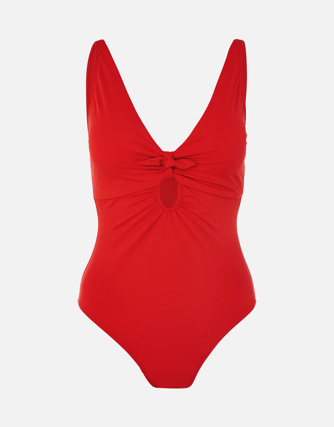 Keyhole Plunge Shaping Swimsuit, Red (RED), large
