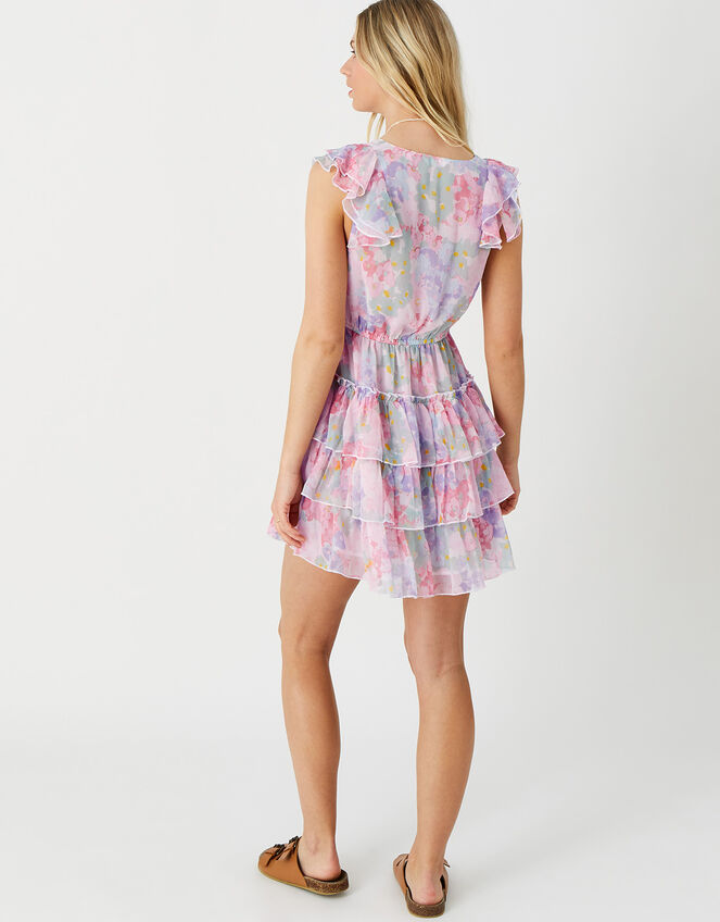 Ditsy Floral Ruffle Mini Dress, Multi (BRIGHTS-MULTI), large