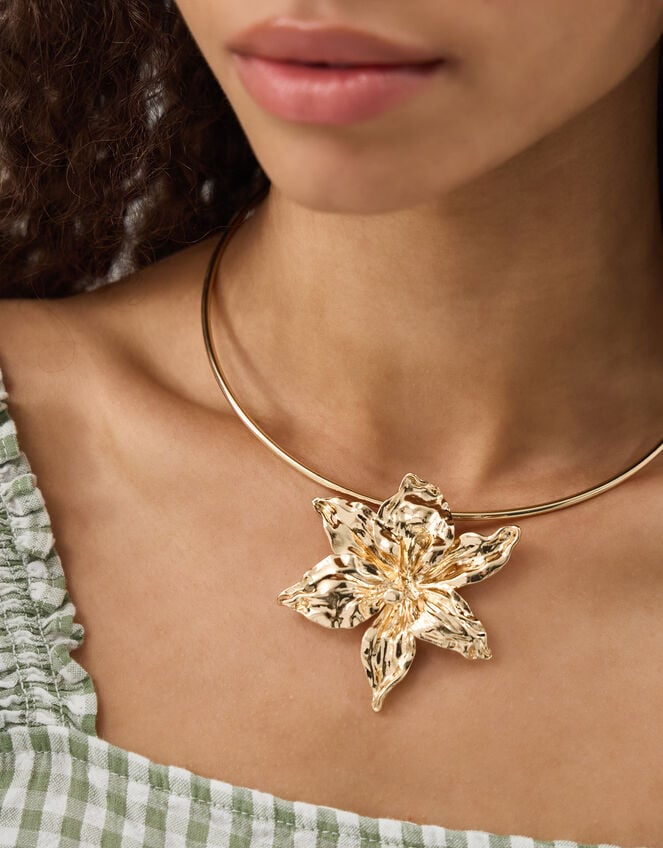 Statement Flower Collar Necklace, , large