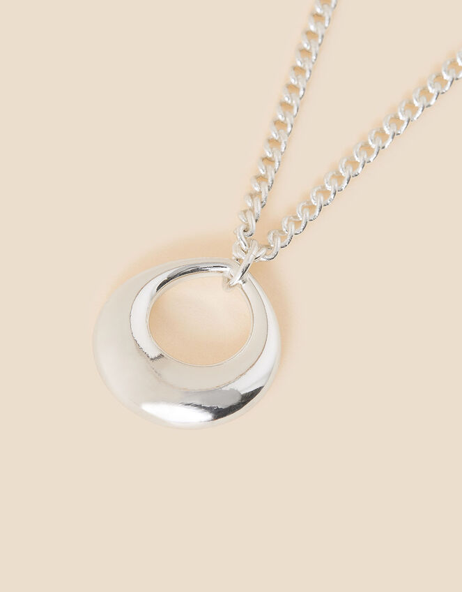 Sterling Silver Bubble Round Pendant Necklace, , large