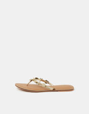 Seashell Flip Flop Sandals, Gold (GOLD), large