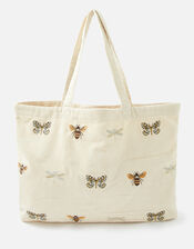 Insect Embroidered Cord Shopper Bag, Cream (CREAM), large