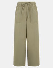 Wide Leg Denim Trousers, Green (KHAKI), large