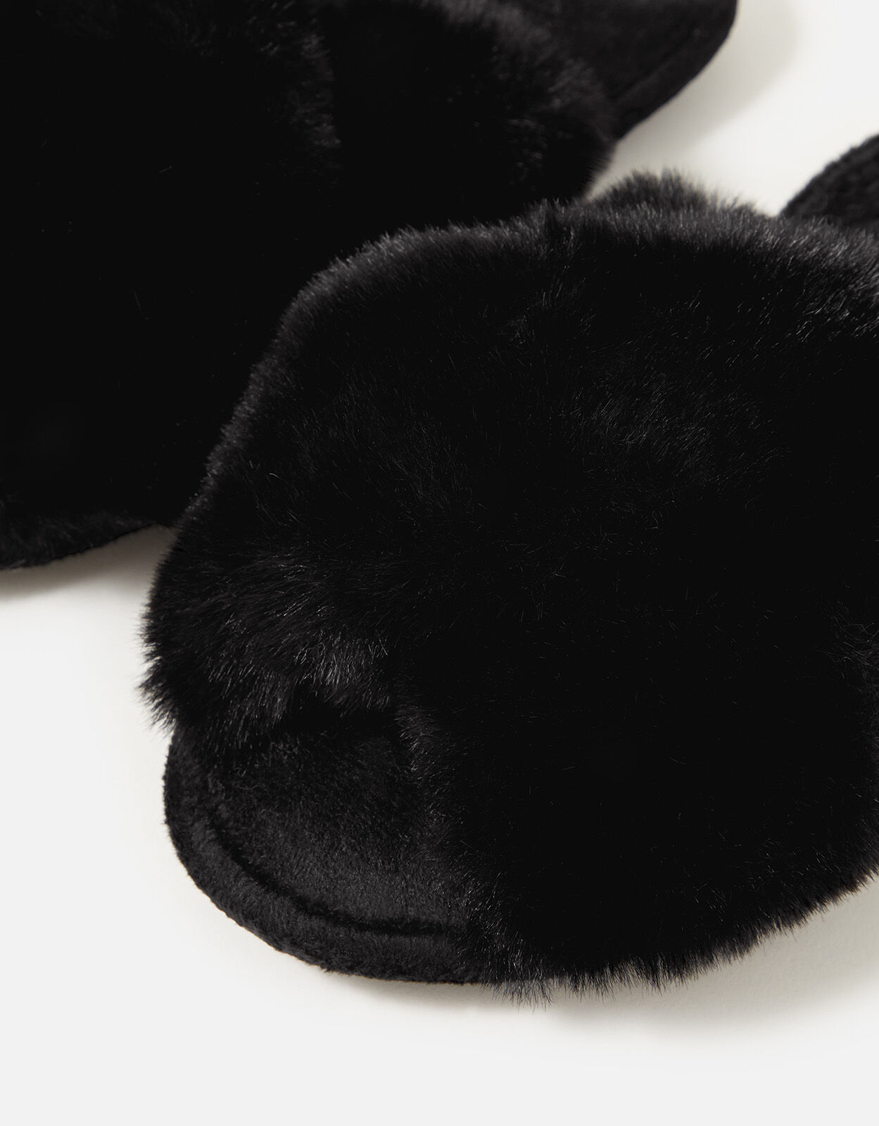 black faux fur sliders