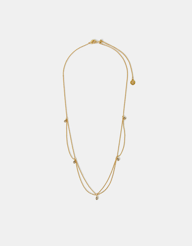14ct Gold-Plated Sparkle Pear Necklace, , large