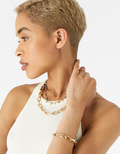 Medium Chain Necklace and Bracelet, Gold (GOLD), large