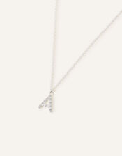 Sterling Silver Super Sparkle Initial Pendant Necklace, White (ST CRYSTAL), large