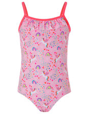 Retro Unicorn Printed Swimsuit, Multi (BRIGHTS-MULTI), large