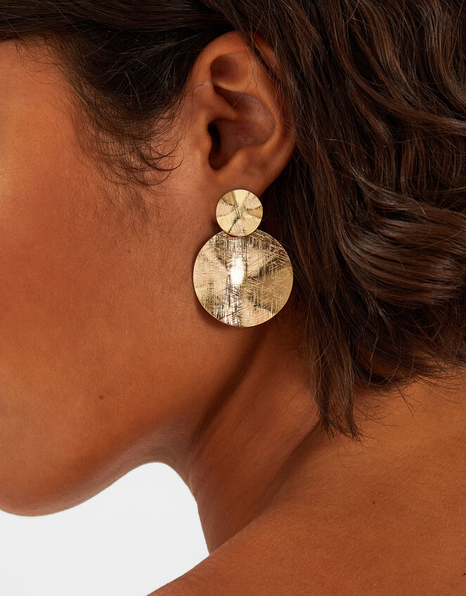 Disc Drop Earrings Gold, , large